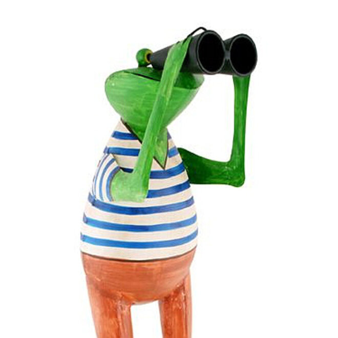 Metalen Kikker "Boy" met verrekijker, in- & outdoor, H78cm