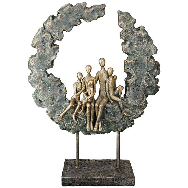 Sculptuur 'Honored Family', polyresin, antique copper finish, H32cm