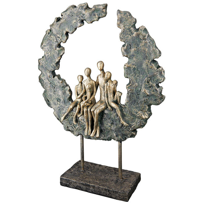 Sculptuur 'Honored Family', polyresin, antique copper finish, H32cm