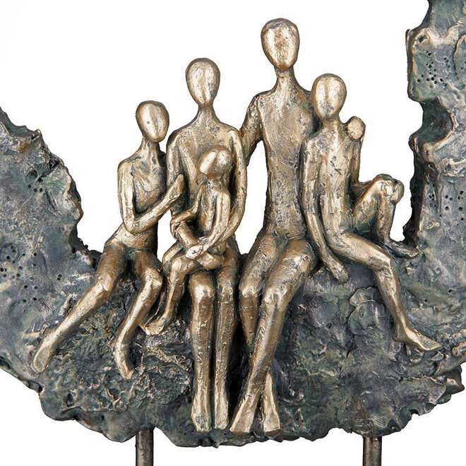 Sculptuur 'Honored Family', polyresin, antique copper finish, H32cm