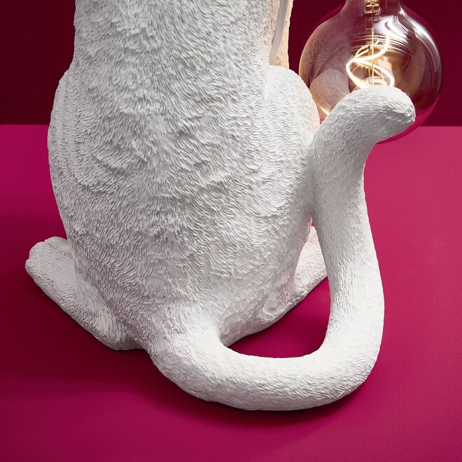 Tafellamp Kat Chouchou, Wit H44cm