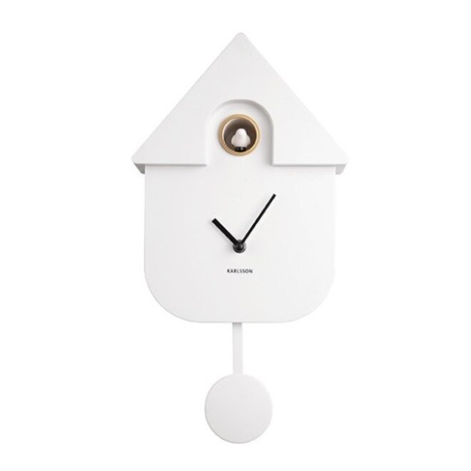 Wall Clock Modern Cuckoo White