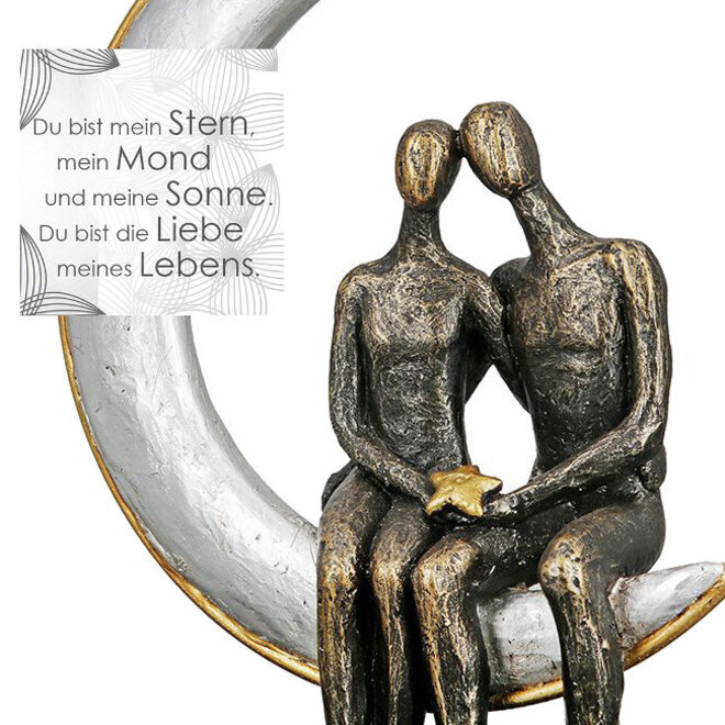 Figuur 'Moonlight', polyresin, silver, antique bronze finish, H29cm