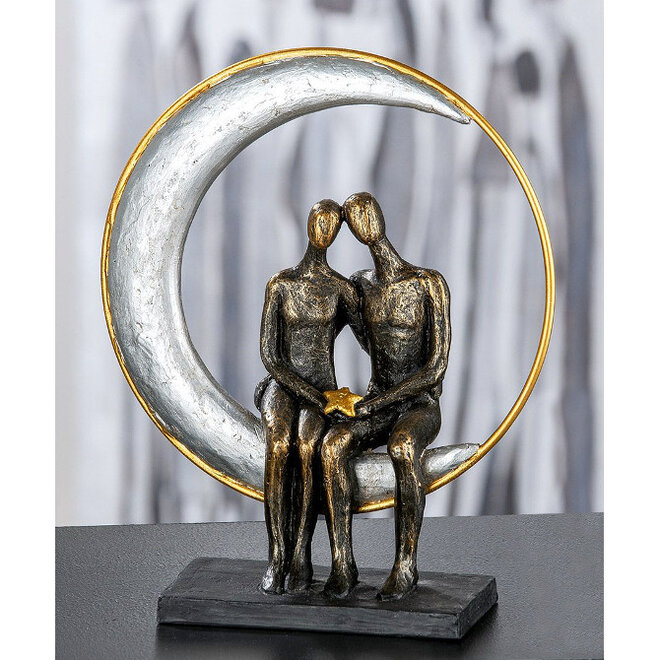 Figuur 'Moonlight', polyresin, silver, antique bronze finish, H29cm