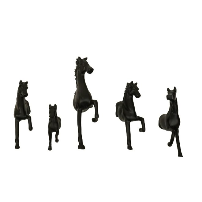 Wanddecoratie Horse Herd, zwart, 5 stuks