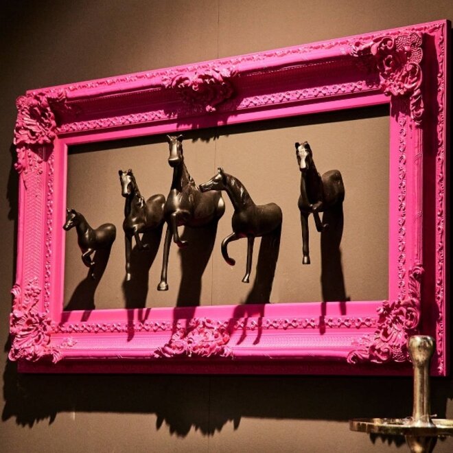 Wanddecoratie Horse Herd, zwart, 5 stuks