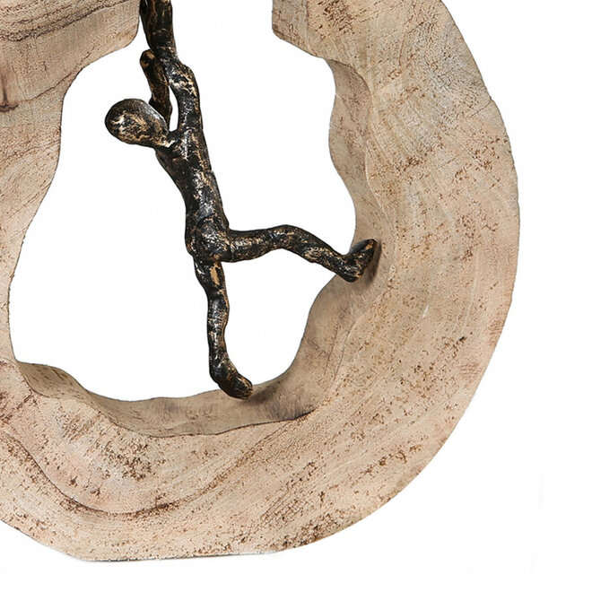 Sculptuur 'Teamwork', mangohout, polyresin in antique bronze, H30cm