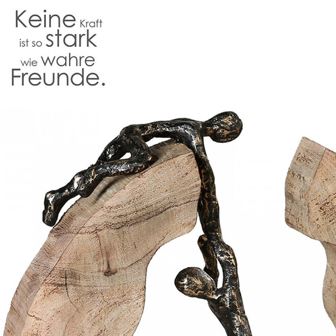 Sculptuur 'Teamwork', mangohout, polyresin in antique bronze, H30cm