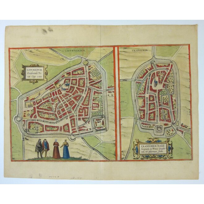 Collectie Gouldmaps - Leeuwarden, Franeker; G. Braun & F. Hogenberg - Lewardum (..), Franicher (..) - 1572-1617