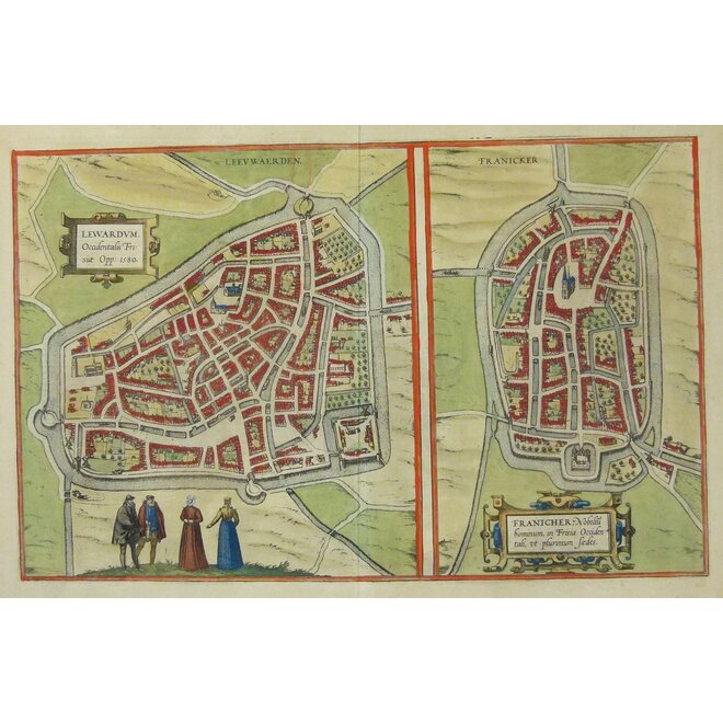 Collectie Gouldmaps - Leeuwarden, Franeker; G. Braun & F. Hogenberg - Lewardum (..), Franicher (..) - 1572-1617