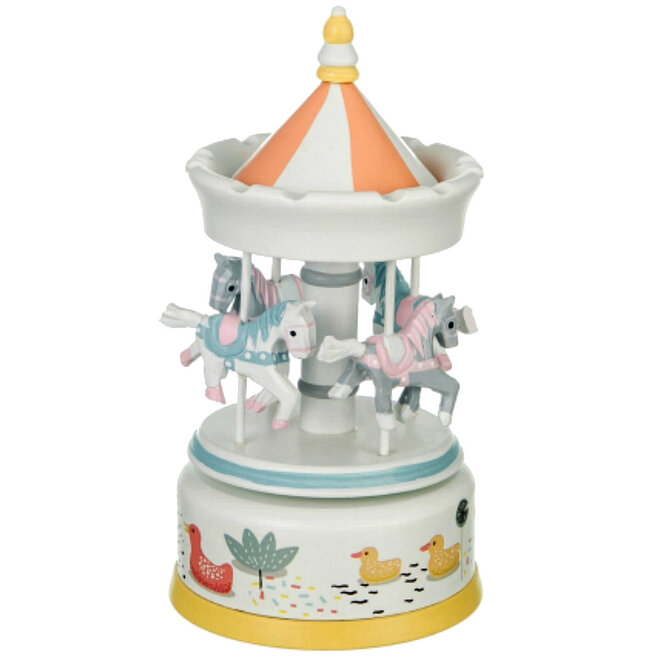 Houten Carrousel Pastel groot, gedecoreerd met eendjes - Copy