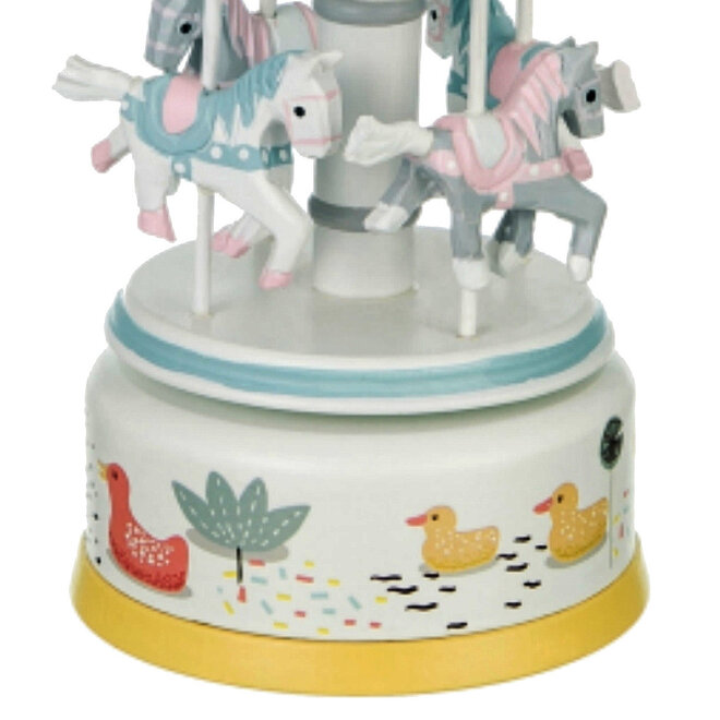 Houten Carrousel Pastel groot, gedecoreerd met eendjes - Copy