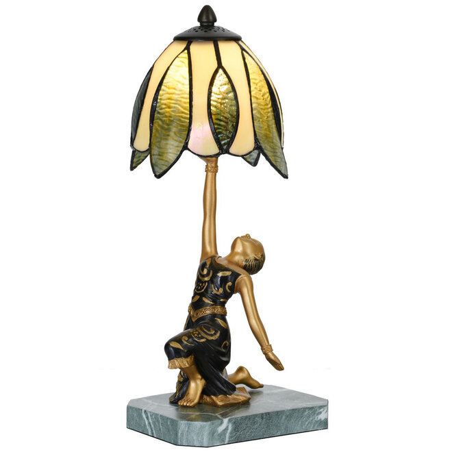 Tiffany Tafellamp Golden Art Deco Lady