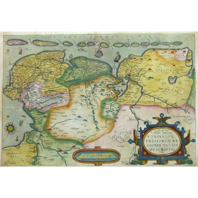 Collectie Gouldmaps - Friesland, Groningen, Drenthe, Ost Friesland; A. Ortelius - Oost end West Vrieslandts beschrijvinghe (..) - 1584