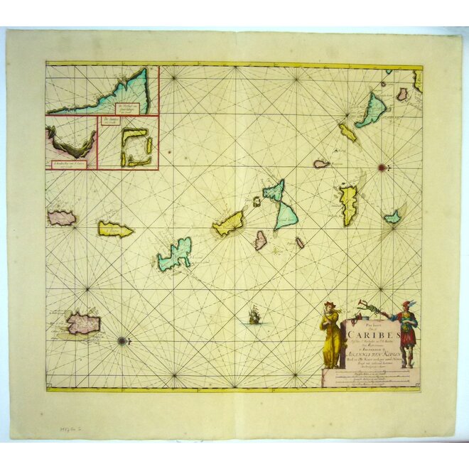 Collectie Gouldmaps - Antillen – Bovenwindse eilanden – Pas Kaart Van de Caribes Tusschen I Barbados en I.S. Martin (..).; J. van Keulen – 1695/1708