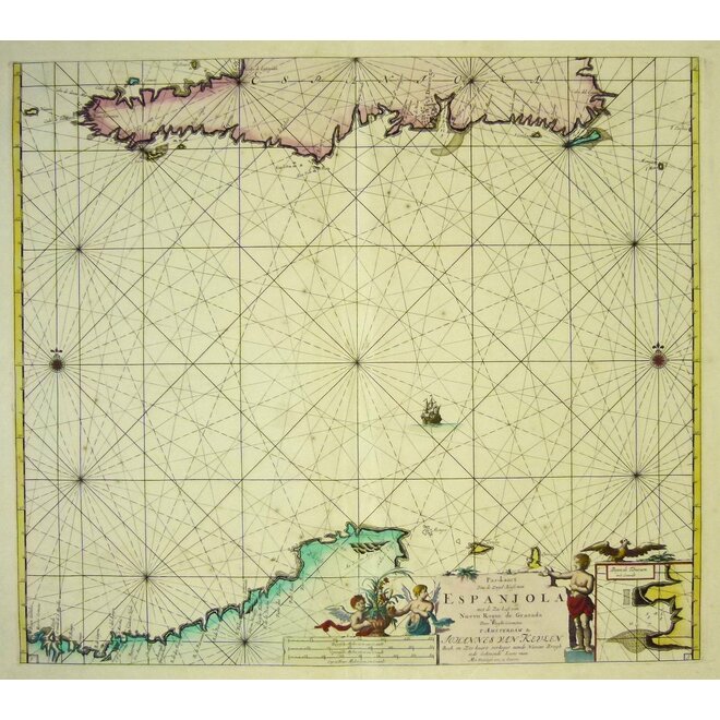 Collectie Gouldmaps - Colombia – Haiti – Dominical Rupublic – Curacao - Aruba – Pas Kaart Van de Zuyd Kust van Espanjola (..).; J. van Keulen – 1695/1708