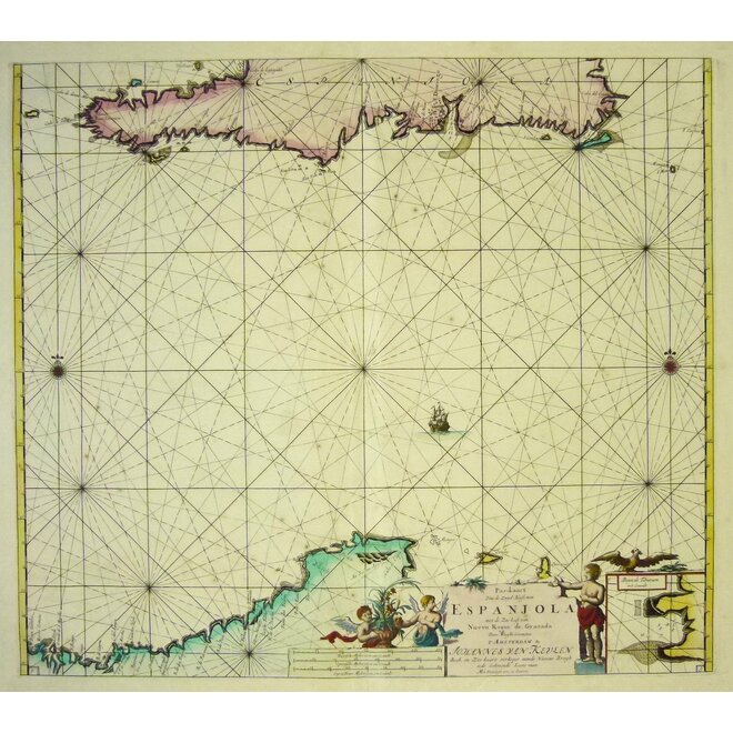 Collectie Gouldmaps - Colombia – Haiti – Dominical Rupublic – Curacao - Aruba - Pas Kaart Van de Zuyd Kust van Espanjola (..).; J. van Keulen – 1695/1708