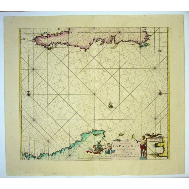 Collectie Gouldmaps - Colombia – Haiti – Dominical Rupublic – Curacao - Aruba - Pas Kaart Van de Zuyd Kust van Espanjola (..).; J. van Keulen – 1695/1708