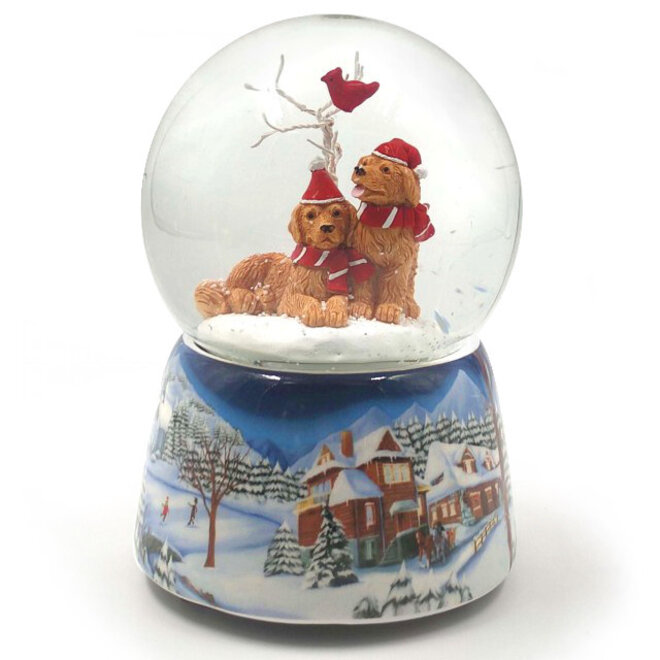 Sneeuwbol twee Honden in de Sneeuw + LED