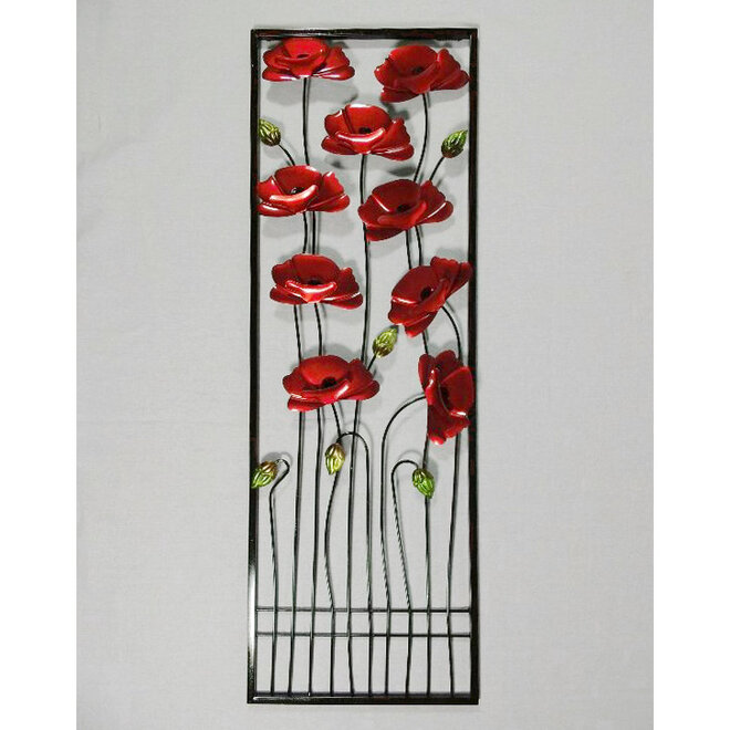 Wall Art Poppies in Frame 90x30