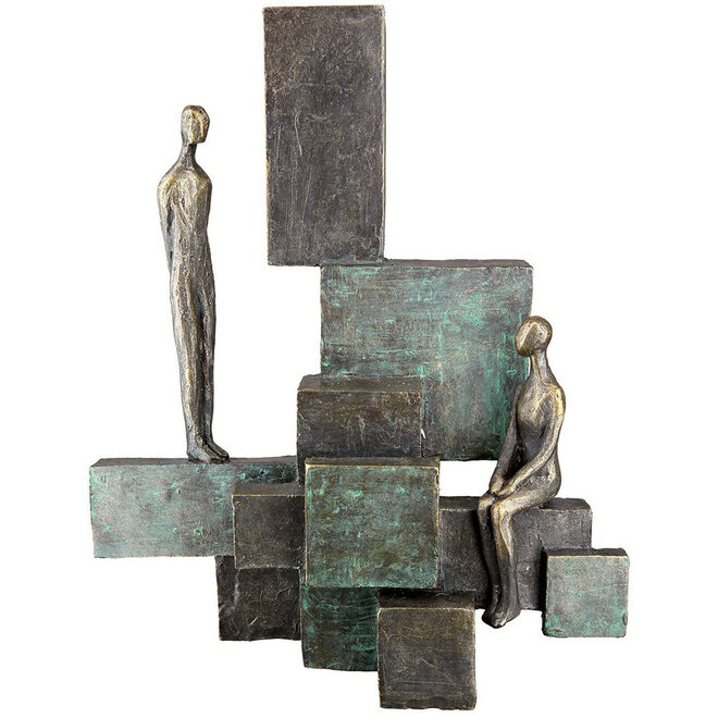 Figuur 'Teaching', polyresin, antique copper/bronze finish, H30cm