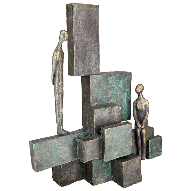 Figuur 'Teaching', polyresin, antique copper/bronze finish, H30cm