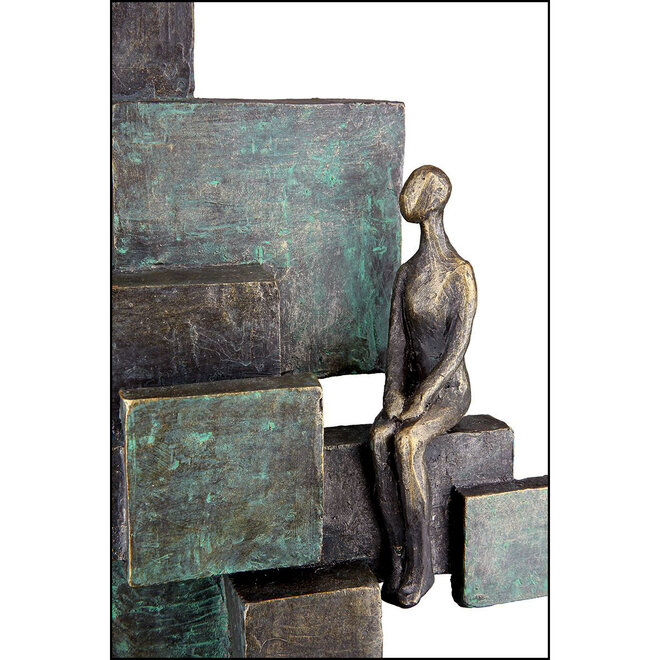 Figuur 'Teaching', polyresin, antique copper/bronze finish, H30cm