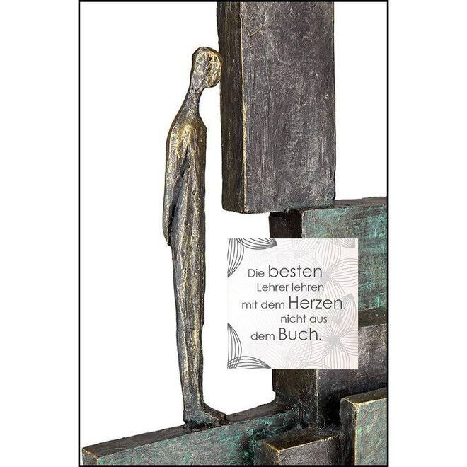 Figuur 'Teaching', polyresin, antique copper/bronze finish, H30cm