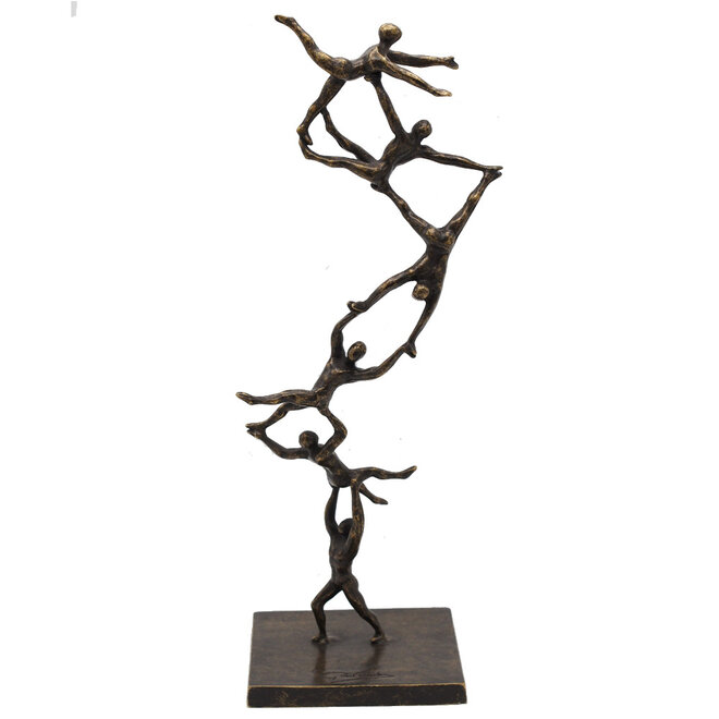 Volledig bronzen beeld 'Together to the top' H46cm