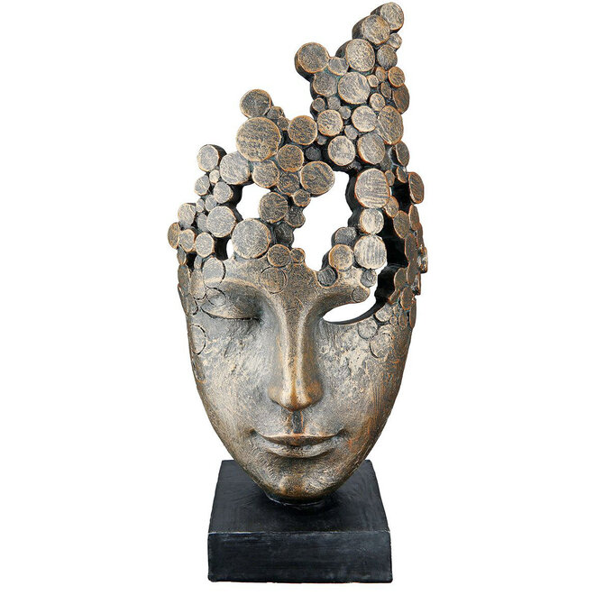 Figuur 'Female Mask', polyresin, antique bronze finish, H31cm