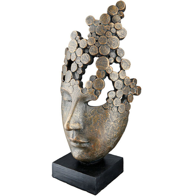 Figuur 'Female Mask', polyresin, antique bronze finish, H31cm