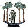 Figuur 'Under Trees', polyresin, antique bronze finish with color, H30cm