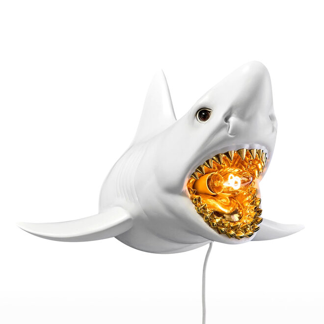 Wandlamp Witte Haai met gouden tanden