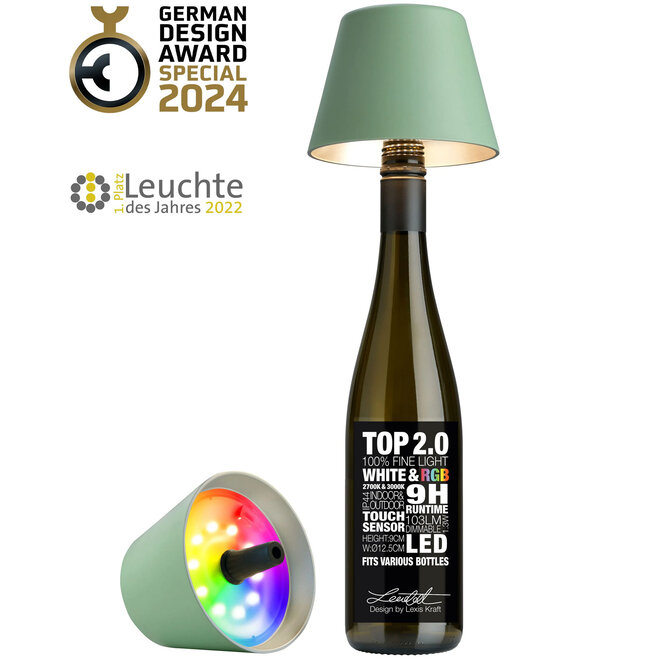 Sompex TOP 2.0 oplaadbare RGB fleslamp, olijfgroen