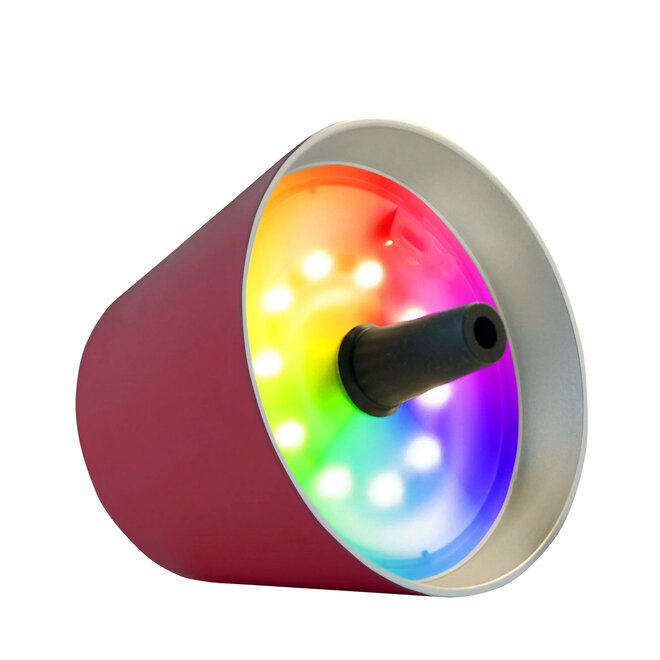 Sompex TOP 2.0 oplaadbare RGB fleslamp, bordeaux