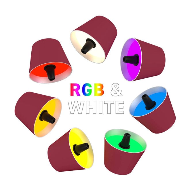 Sompex TOP 2.0 oplaadbare RGB fleslamp, bordeaux