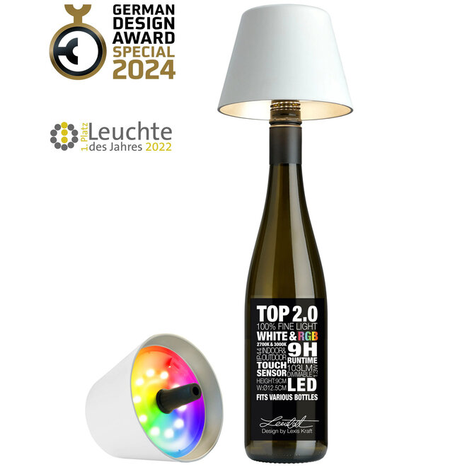 Sompex TOP 2.0 oplaadbare RGB fleslamp, wit
