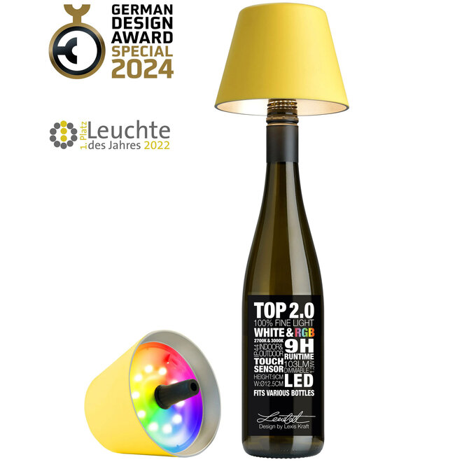 Sompex TOP 2.0 oplaadbare RGB fleslamp, geel