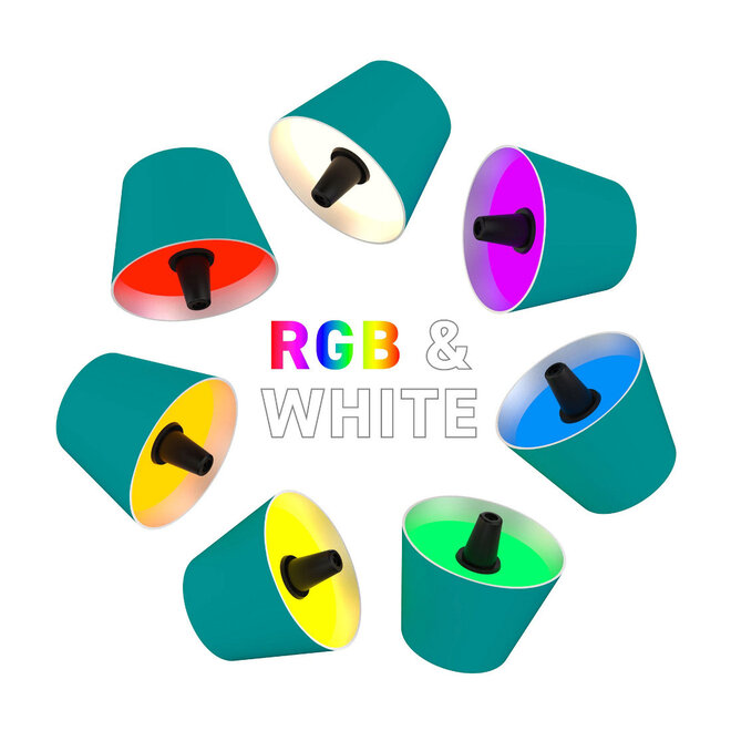 Sompex TOP 2.0 oplaadbare RGB fleslamp, turquoise