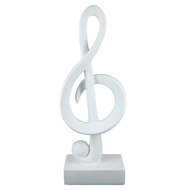Sculptuur muzieksleutel in wit polyresin, H39cm