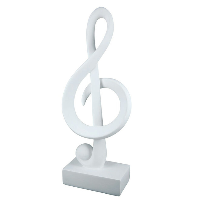 Sculptuur muzieksleutel in wit polyresin, H39cm