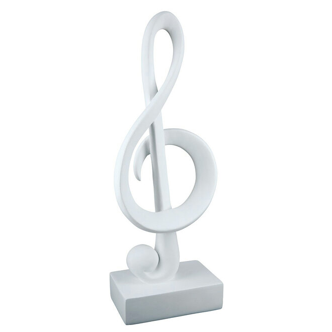 Sculptuur muzieksleutel in wit polyresin, H39cm