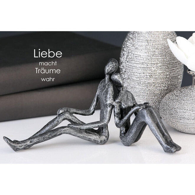 Metal-Sculpture 'Dreaming', antique silver finish