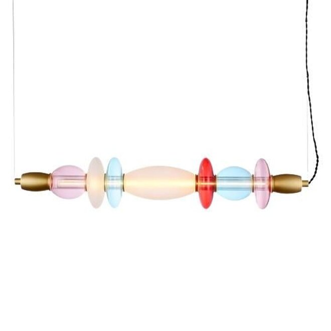 Hanglamp Leonor Horizontaal, gekleurd glas, B83cm