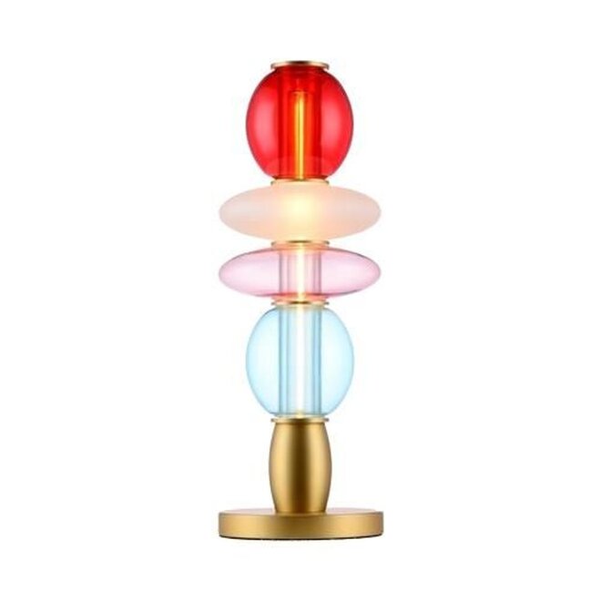 Tafellamp Leonor, gekleurd glas, H42cm