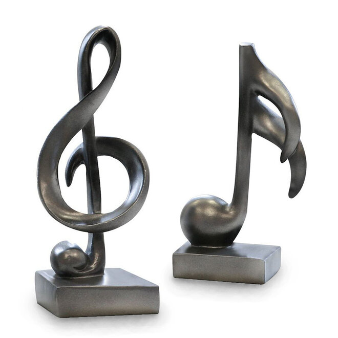 Sculpturen set 'Music' in antraciet polyresin, H 18 cm