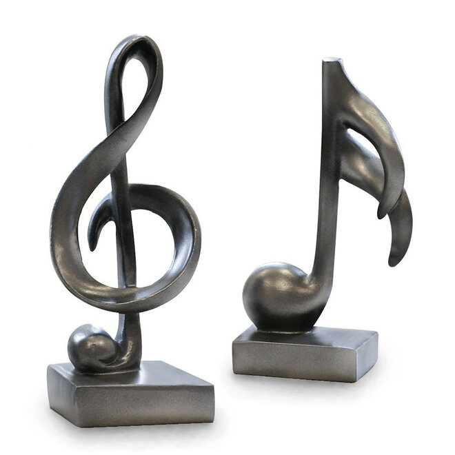 Sculpturen set 'Muziek', antraciet polyresin, H18cm