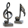 Sculpturen set 'Muziek', antraciet polyresin, H18cm