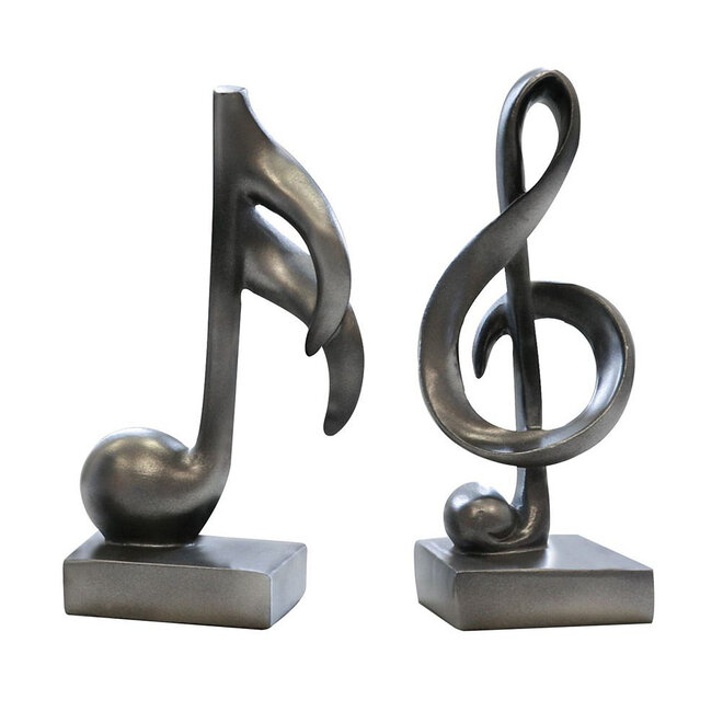 Sculpturen set 'Music' in antraciet polyresin, H 18 cm