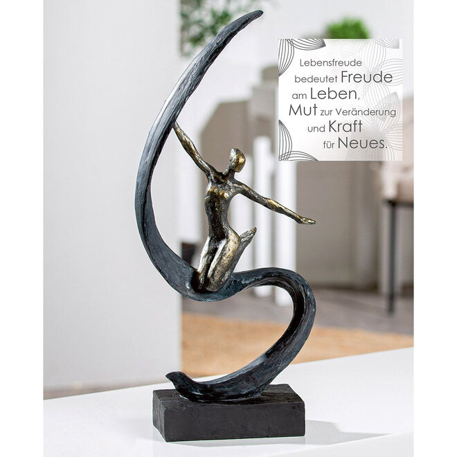 Figuur 'Joie de Vivre', polyresin, antique bronze finish, H43cm